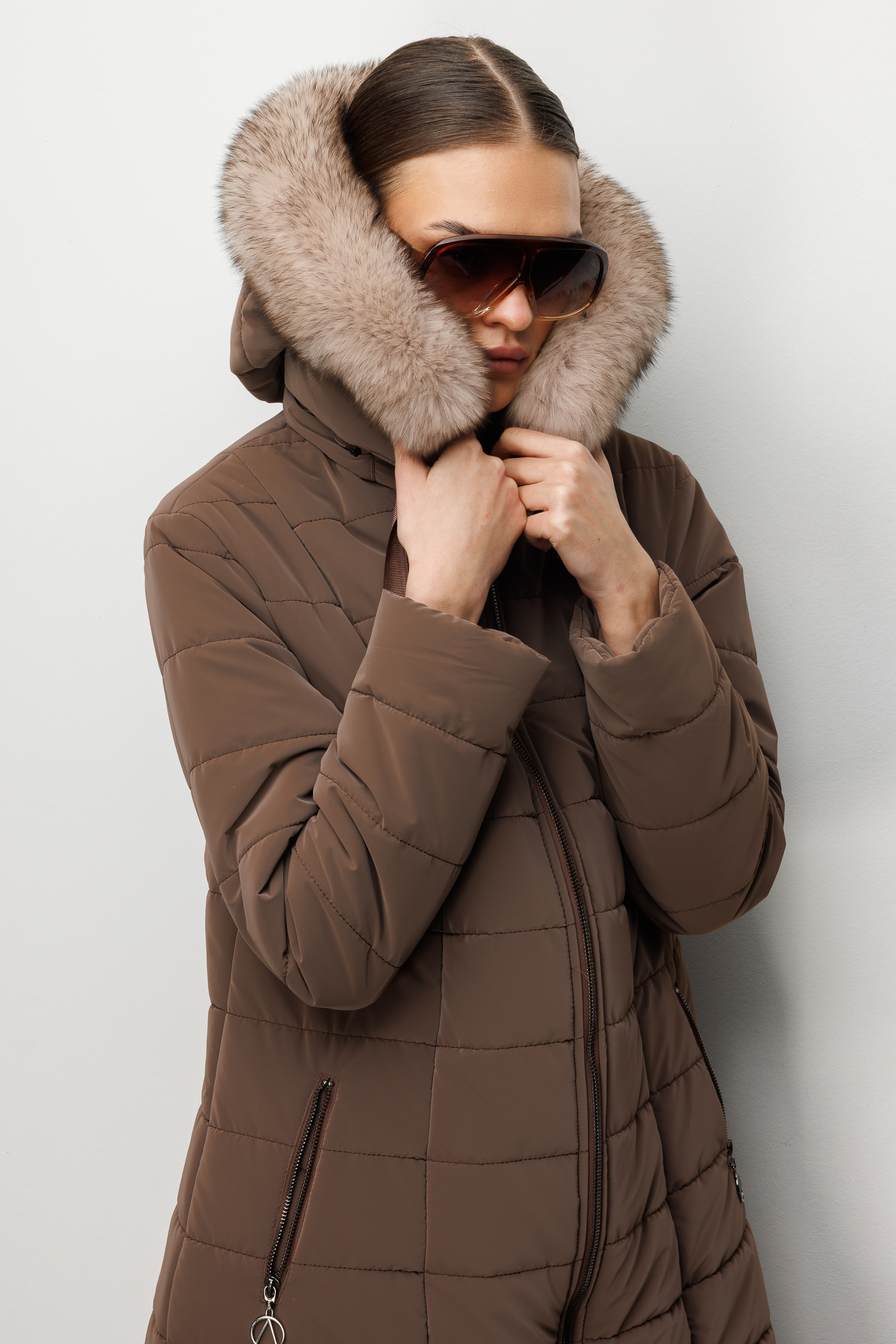 Trenç Kapüşonu Orjinal Kürklü Şişme Kaban 5630 - Görsel 7