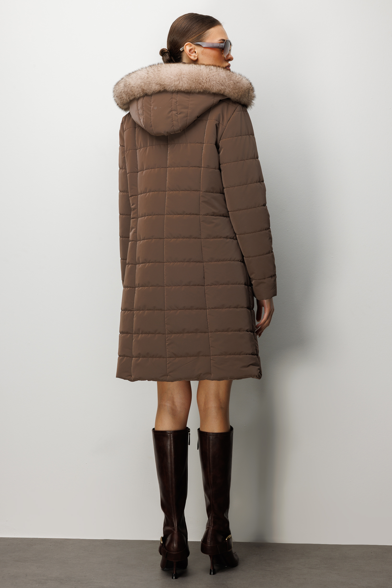 Trenç Kapüşonu Orjinal Kürklü Şişme Kaban 5630 - Görsel 2