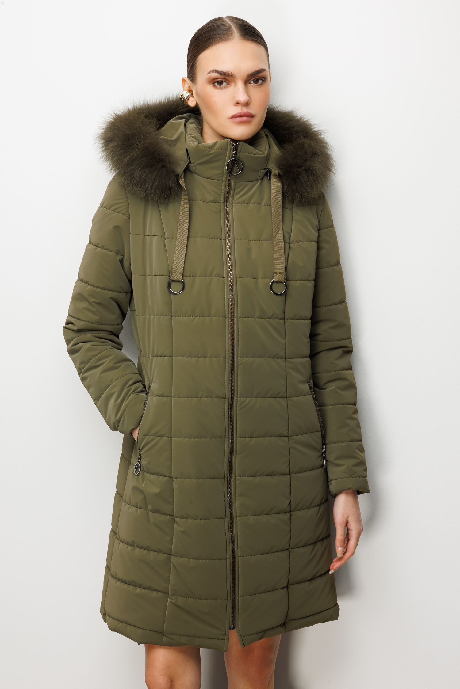 Trenç Kapüşonu Orjinal Kürklü Şişme Kaban 5630 - Görsel 10