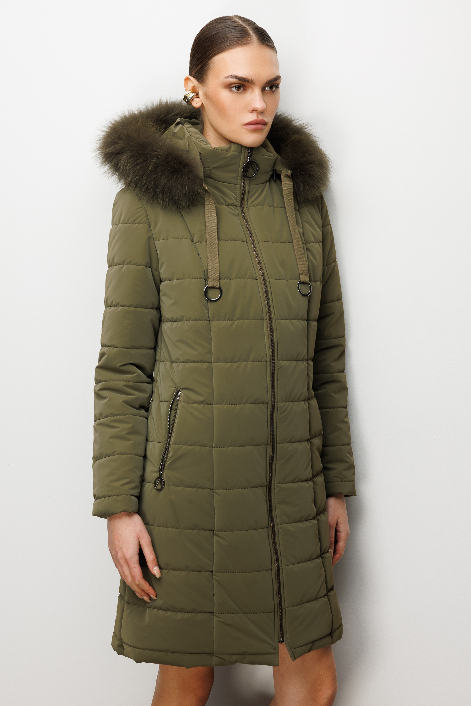 Trenç Kapüşonu Orjinal Kürklü Şişme Kaban 5630 - Görsel 11