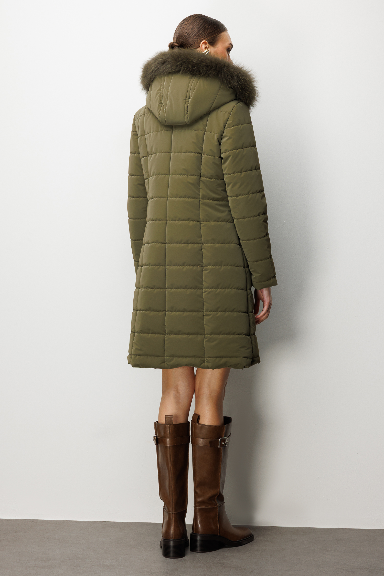 Trenç Kapüşonu Orjinal Kürklü Şişme Kaban 5630 - Görsel 13