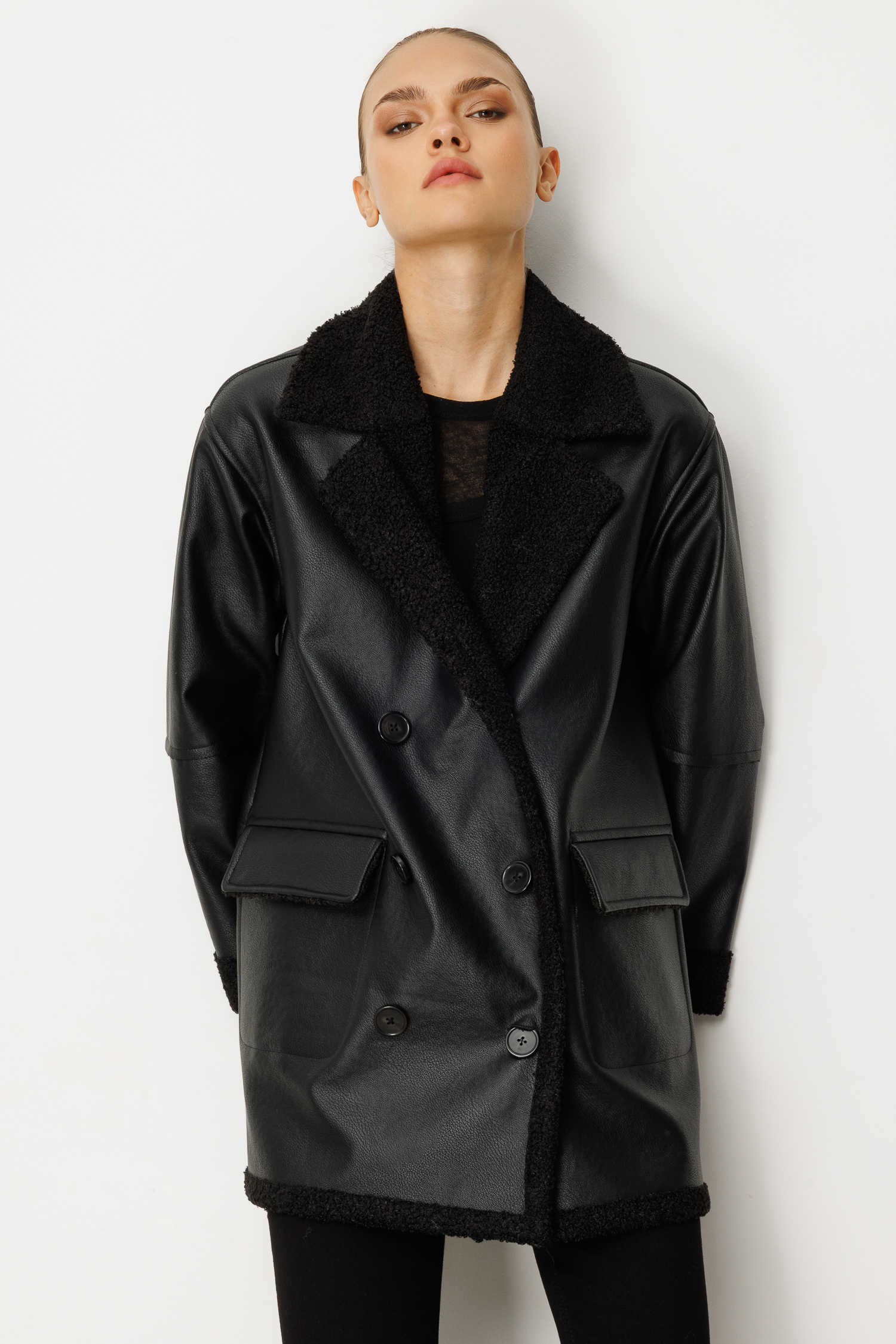 Trenç Kürklü Deri Görünümlü Kaban 5930