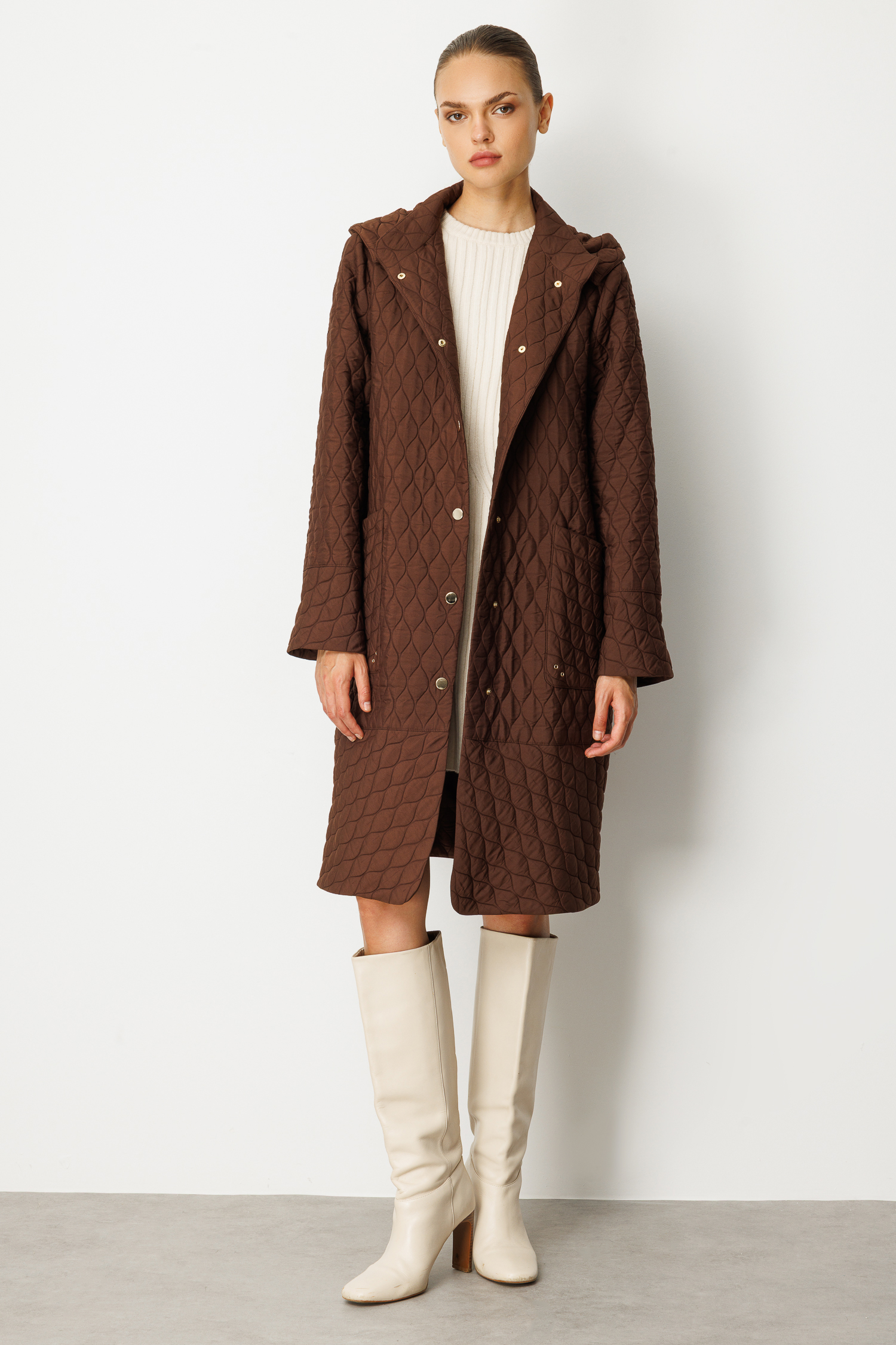 Trenç Kapitone Kapüşonlu Kaban 5954