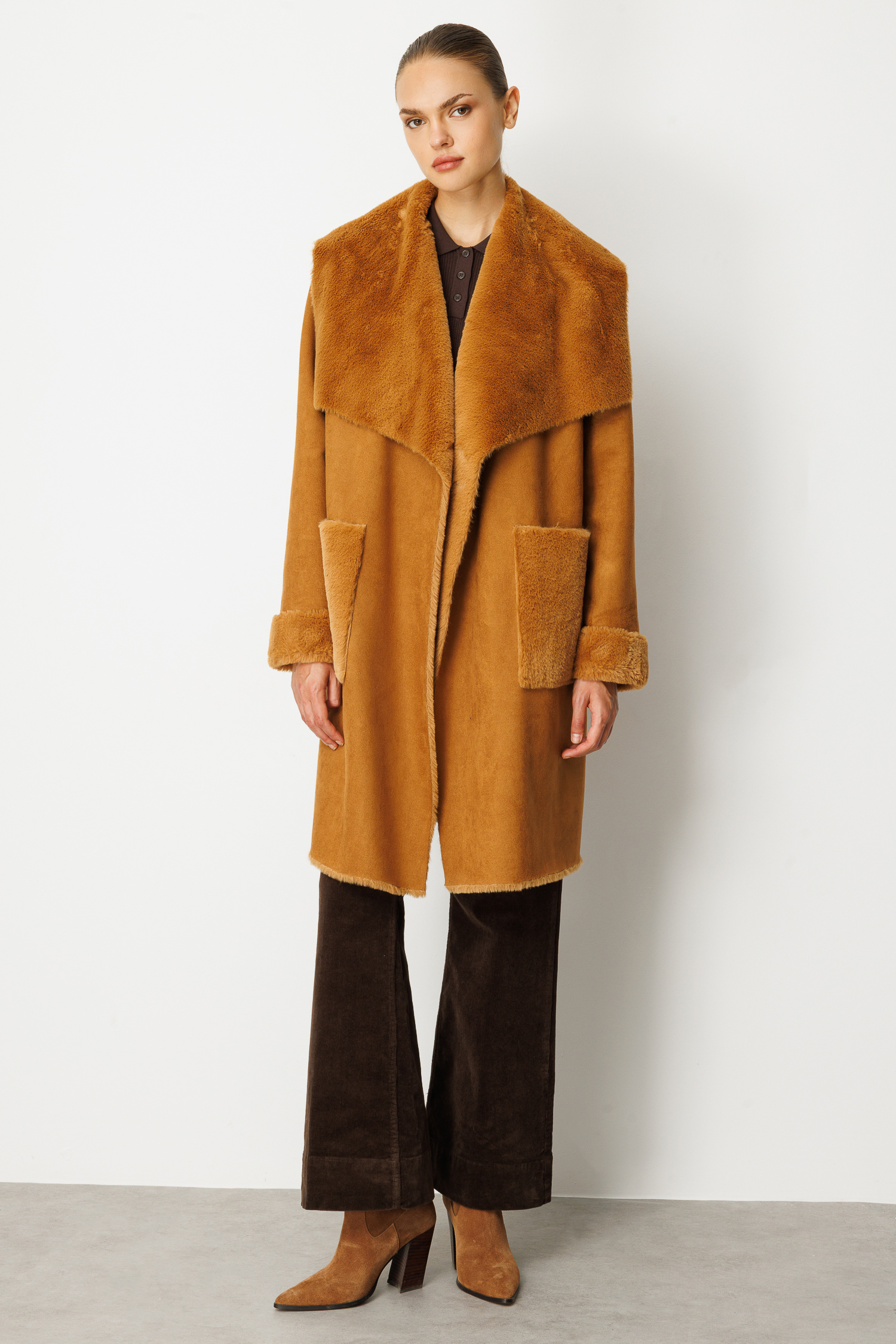 Trenç Oversize Kürk Detaylı Kaban 5976