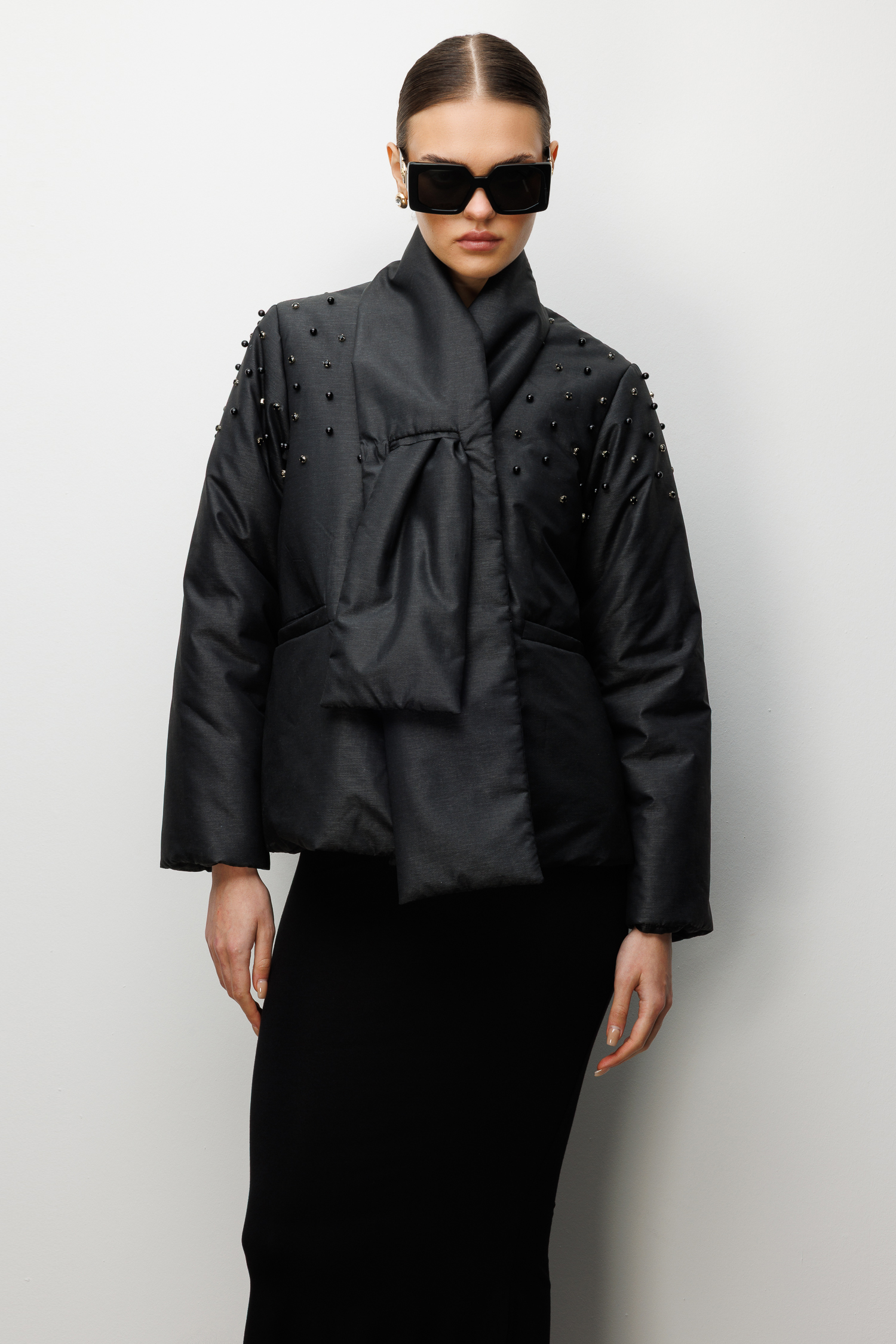 Trenç Boncuk Detaylı Seyyar Atkılı Kapitone Mont 5957