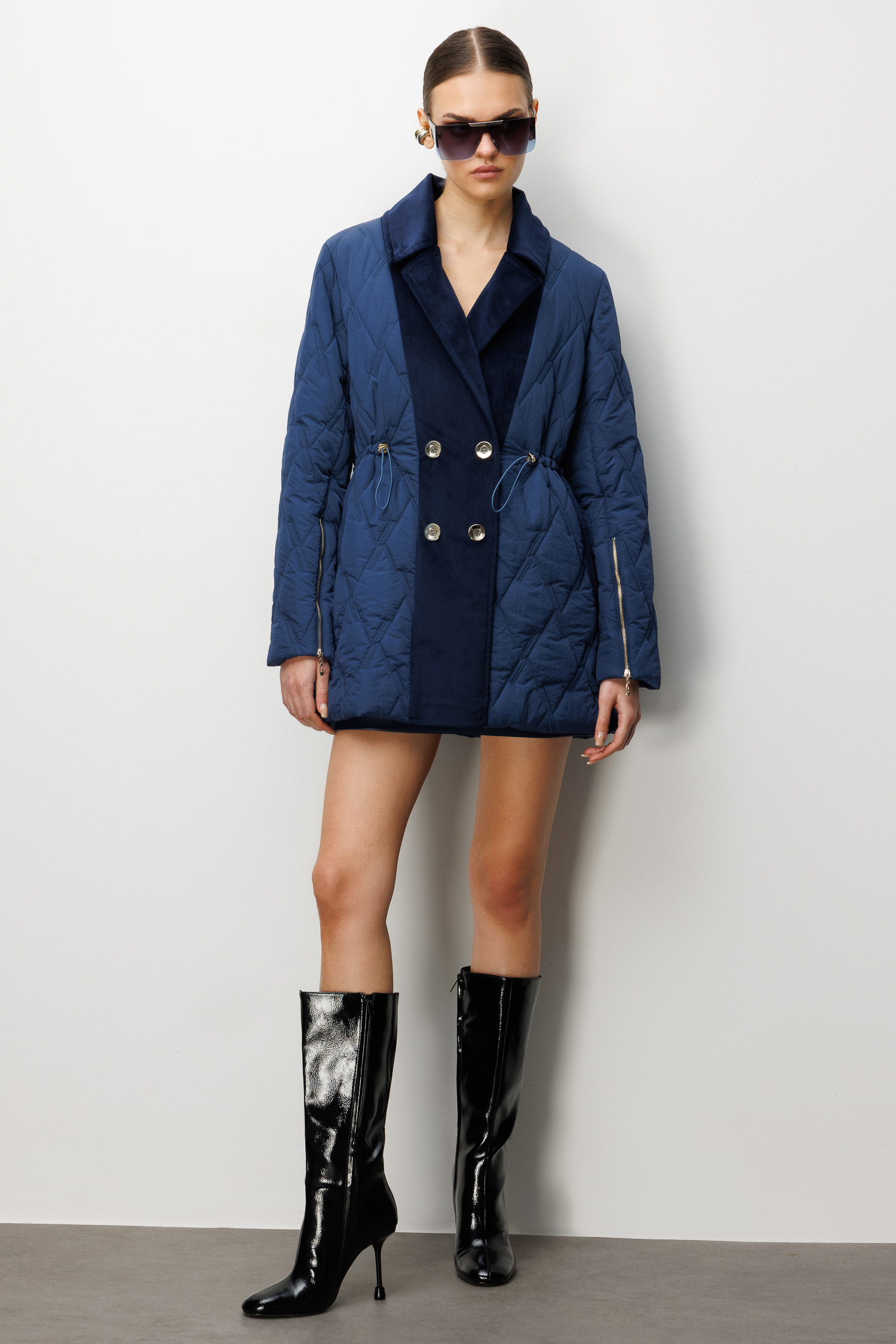 Trenç Düğmeli Beli Ayarlanabilir Kapitone Mont 5939